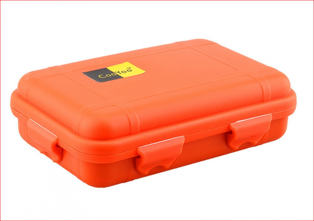 Bruchfeste Dose, orange oder schwarz, aus Kunststoff mit 4 Sammelgläsern